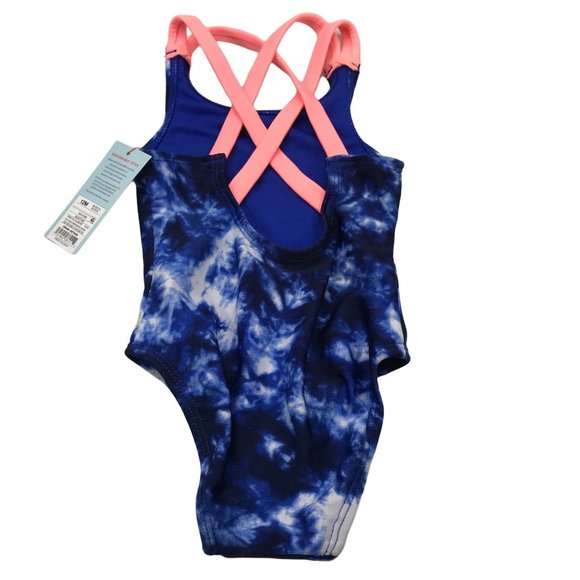 Cat And Jack Girl's Size 12 Month One Piece Swim Suit Blue Tie Dyed New With Tag - Picture 2 of 12
